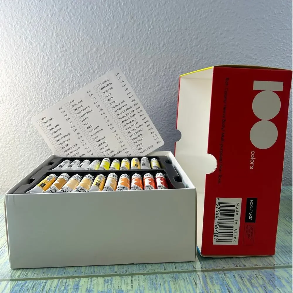 MEEDEN Heavy Body Acrylic Paint Set 100 Colors 12ml Tubes Craft Art Supplies